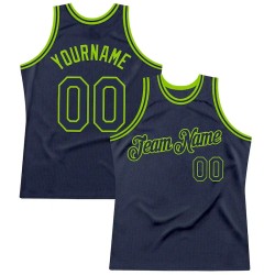 Custom Navy Neon Green Authentic Throwback Basketball Jersey