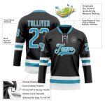 Custom Black Panther Blue-White Hockey Lace Neck Jersey