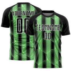 Custom Black Pea Green-White Abstract Network Sublimation Soccer Uniform Jersey