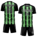 Custom Black Pea Green-White Abstract Network Sublimation Soccer Uniform Jersey