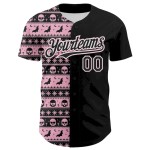 Custom Black Light Pink-White 3D Gothic Skull Authentic Baseball Jersey