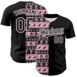 Custom Black Light Pink-White 3D Gothic Skull Authentic Baseball Jersey