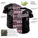 Custom Black Light Pink-White 3D Gothic Skull Authentic Baseball Jersey