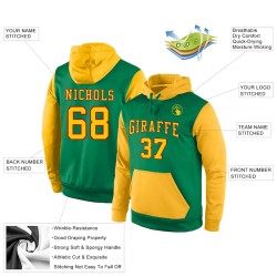 Custom Stitched Kelly Green Gold-Red Sports Pullover Sweatshirt Hoodie