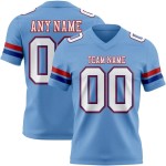 Custom Light Blue White Royal-Red Mesh Authentic Football Jersey