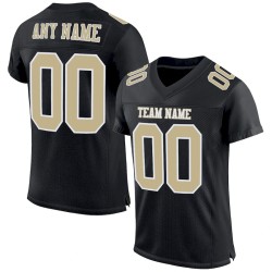Custom Black Vegas Gold-White Mesh Authentic Football Jersey
