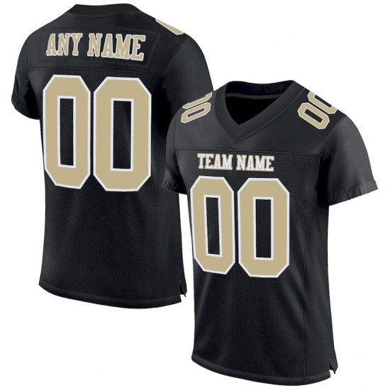 Custom Black Vegas Gold-White Mesh Authentic Football Jersey