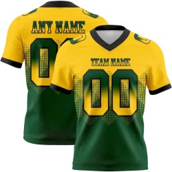 Custom Yellow Green-Black Mesh Authentic Gradient Square Shape Flag Football Jersey