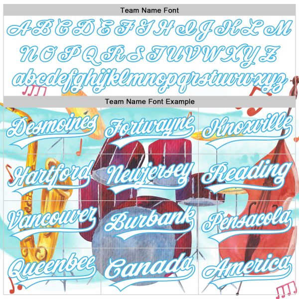 Custom White Sky Blue 3D Pattern Design International Jazz Day Authentic Baseball Jersey - Image 4