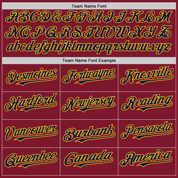 Custom Crimson Navy-Gold Line Authentic Baseball Jersey - Image 4