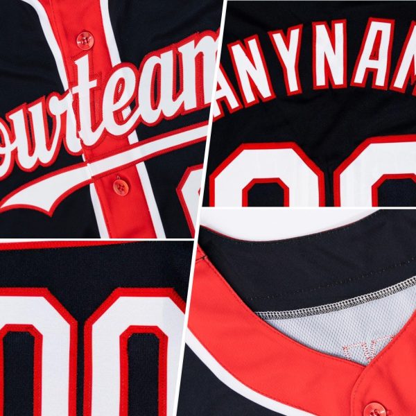 Custom Electric Blue White-Royal 3 Colors Arm Shapes Authentic Baseball Jersey - Image 2