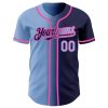 Custom Navy Light Blue-Pink Authentic Gradient Fashion Baseball Jersey - Image 2