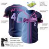 Custom Navy Light Blue-Pink Authentic Gradient Fashion Baseball Jersey - Image 3