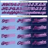 Custom Navy Light Blue-Pink Authentic Gradient Fashion Baseball Jersey - Image 4