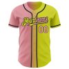 Custom Neon Yellow Medium Pink-Black Authentic Gradient Fashion Baseball Jersey - Image 2