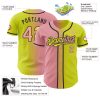 Custom Neon Yellow Medium Pink-Black Authentic Gradient Fashion Baseball Jersey - Image 3
