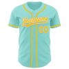 Custom Ice Blue Yellow-White Authentic Baseball Jersey - Image 2