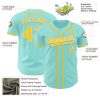 Custom Ice Blue Yellow-White Authentic Baseball Jersey - Image 3