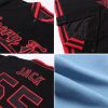 Custom Light Blue Orange-Black Bomber Full-Snap Varsity Letterman Two Tone Jacket - Image 2