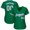 Custom Kelly Green White-Light Blue Authentic Baseball Jersey - Image 2