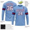 Custom Light Blue White Royal-Red Long Sleeve Performance T-Shirt - Image 3