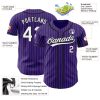 Custom Purple White Pinstripe Black Authentic Baseball Jersey - Image 3