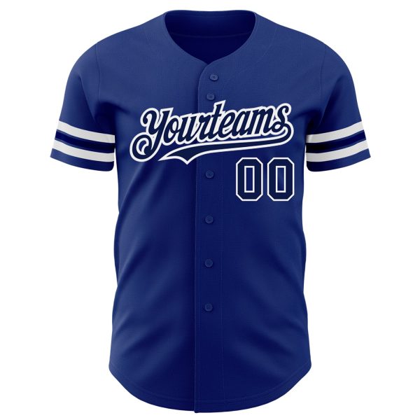 Custom Royal Navy-White Authentic Baseball Jersey - Image 2