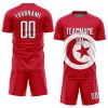Custom Red White-Black Sublimation Tunisian Flag Soccer Uniform Jersey - Image 2