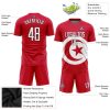 Custom Red White-Black Sublimation Tunisian Flag Soccer Uniform Jersey - Image 3