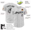 Custom White Black Pinstripe Gray Authentic Baseball Jersey - Image 3