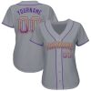 Custom Gray Purple-Gold Authentic Drift Fashion Baseball Jersey - Image 2