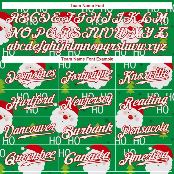 Custom Green Red-White Christmas 3D Authentic Baseball Jersey - Image 4