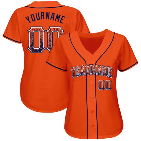 Custom Orange Navy-White Authentic Drift Fashion Baseball Jersey - Image 2