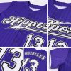 Custom Purple Black Pinstripe White-Gray Authentic Baseball Jersey - Image 6