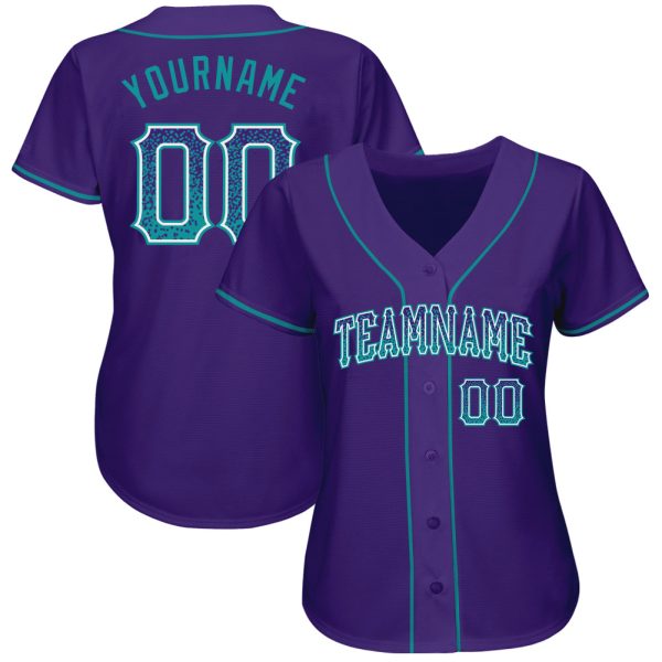 Custom Purple Teal-White Authentic Drift Fashion Baseball Jersey - Image 2